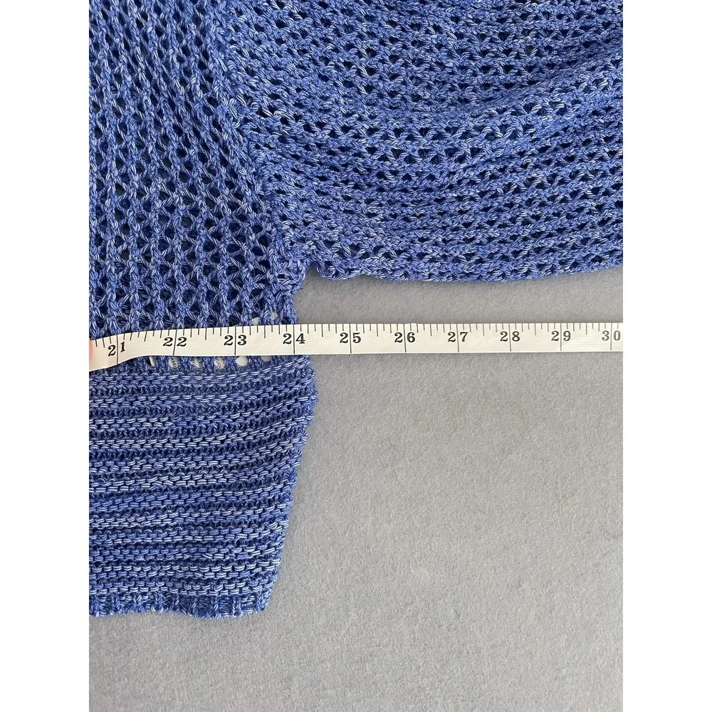 Anthropologie Women One Size Open Knit Cardigan Bell Sleeve Cropped Blue Hippie‎